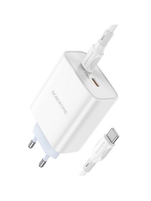 Сетевое зарядное устройство BOROFONE BA73A Young PD35W dual port(2C) charger set(Type-C to Type-C) White