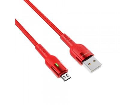 Кабель Borofone BU17 з індикатором USB to MicroUSB 1.2m червоний