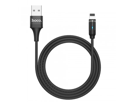 Кабель Hoco U76 магнитный с индикатором USB to Lightning 1.2m черный