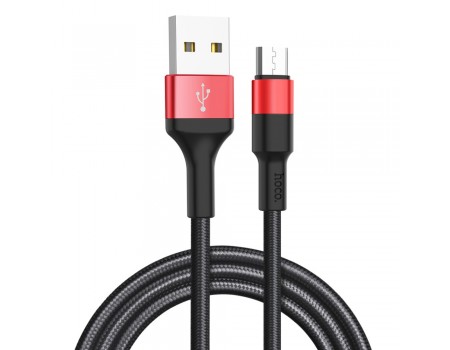 Кабель Hoco X26 USB to MicroUSB 1m черно-красный