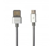 Кабель Remax RC-080m в металлической оплетке USB to MicroUSB 1m серебристый