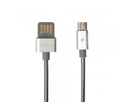 Кабель Remax RC-080m в металлической оплетке USB to MicroUSB 1m серебристый