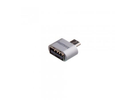 Адаптер перехідник Remax RA-OTG MicroUSB to USB 2.0 (F) сріблястий