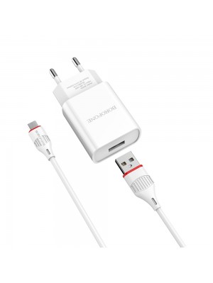 Сетевое зарядное устройство Borofone BA20A USB белое + кабель USB to MicroUSB