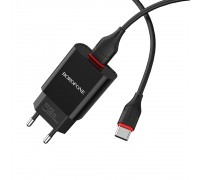 Зарядний пристрій Borofone BA20A USB чорний + кабель USB to Type-C