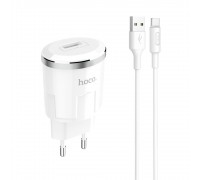 Зарядний пристрій Hoco C37A USB білий + кабель USB to Type-C
