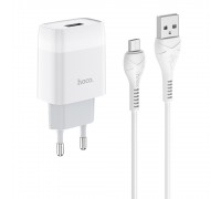 Зарядний пристрій Hoco C72A USB білий + кабель USB to MicroUSB