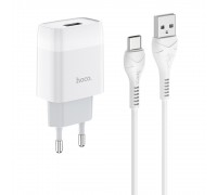 Зарядний пристрій Hoco C72A USB білий + кабель USB to Type-C