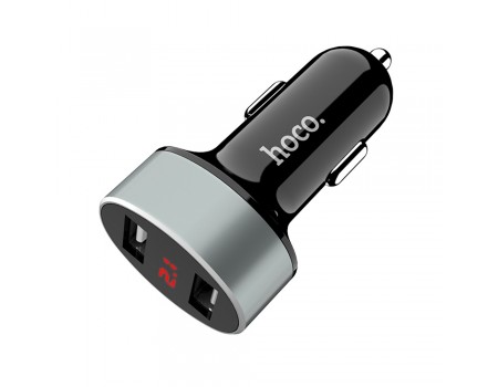 Автомобільний зарядний пристрій Hoco Z26 2 USB з чорним дисплеєм