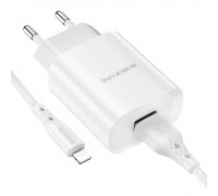 Зарядний пристрій Borofone BN1 USB білий + кабель USB to Lightning