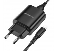 Зарядний пристрій Borofone BN1 USB чорний + кабель USB to Lightning