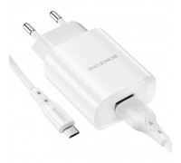 Зарядний пристрій Borofone BN1 USB білий + кабель USB to MicroUSB