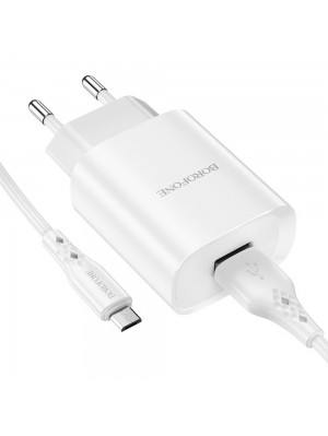 Зарядний пристрій Borofone BN1 USB білий + кабель USB to MicroUSB