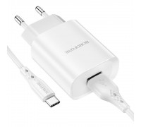Зарядний пристрій Borofone BN1 USB білий + кабель USB to Type-C