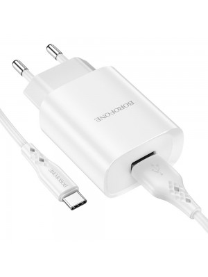 Зарядний пристрій Borofone BN1 USB білий + кабель USB to Type-C