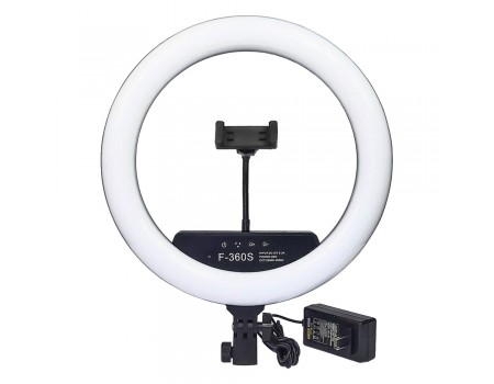 Кільцева LED лампа F-360S з тримачем для телефону та портативним пультом 14&#34; 36см