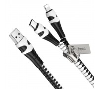 Кабель Hoco U97 2в1 USB to Type-C/ Lightning 1m чорно-білий