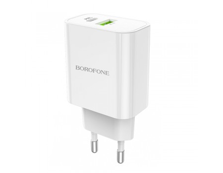 Зарядний пристрій Borofone BA55A USB/ Type-C QC PD білий