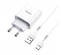 Зарядний пристрій Hoco C81A USB білий + кабель USB to Type-C