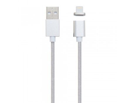USB кабель магнітний Clip-On з індикатором Lightning 1m сріблястий