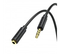 AUX кабель Borofone BL12 подовжувач Jack 3.5 to Jack 3.5 (F) 1m чорний
