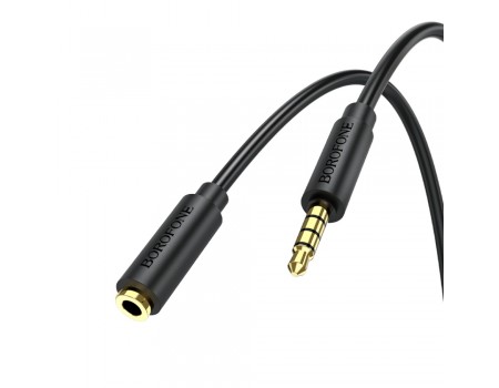 AUX кабель Borofone BL12 подовжувач Jack 3.5 to Jack 3.5 (F) 1m чорний