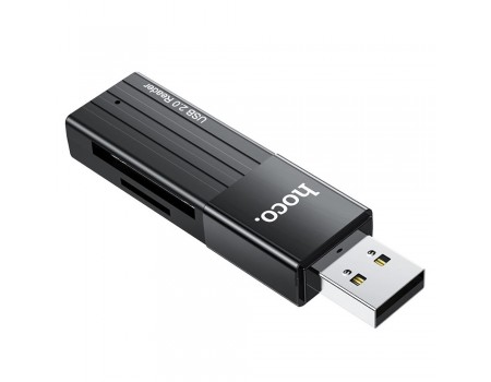 Адаптер перехідник Hoco HB20 USB 2.0 to SD/TF чорний