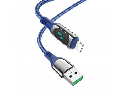 Кабель Hoco S51 с дисплеем USB to Lightning 1.2m синий