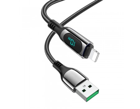 Кабель Hoco S51 с дисплеем USB to Lightning 1.2m черный