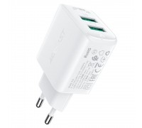 Мережевий зарядний пристрій Acefast A33 2 USB QC білий