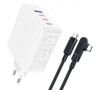 Сетевое зарядное устройство Acefast A37 USB/ 3 Type-C QC PD 100W белое + кабель Type-C to Type-C