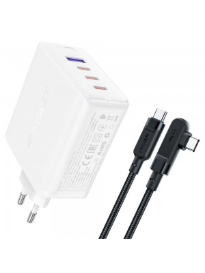 Зарядний пристрій Acefast A37 USB/3 Type-C QC PD 100W білий + кабель Type-C to Type-C