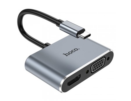 USB хаб Hoco HB29 2в1 Type-C to HDMI (F)/VGA (F) 0.15m