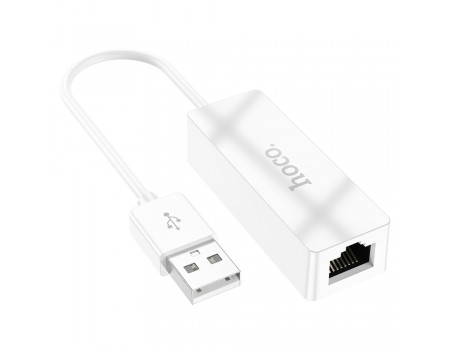 Адаптер перехідник Hoco UA22 LAN 100 Mbps USB to RJ45 (F) 0.145m білий