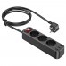 Мережевий зарядний пристрій подовжувач Hoco NS2 3 USB 3 розетки чорне
