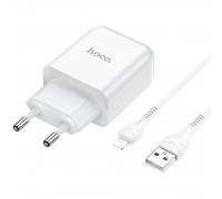 Зарядний пристрій Hoco N2 USB білий + кабель USB to Lightning