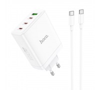 Сетевое зарядное устройство Hoco N31 USB/ 3 Type-C QC PD 100W белое + кабель Type-C to Type-C