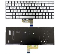 Клавіатура Asus ZenBook 13 UX333FA UX333FN срібляста без рамки Прямий Enter підсвічування PWR UKR Original PRC (0KN1-6A2UA13)