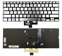 Клавіатура Asus ZenBook 14 UX433FA UX433FN UX433FL сріблястий без рамки Прямий Enter підсвічування PWR UKR Original PRC (0KN1-5Z2UA13)