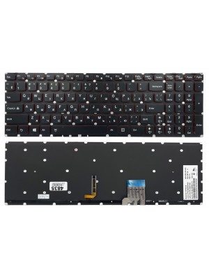 Клавіатура Lenovo IdeaPad Y50-70 Y50-70A Y50-80 Y70-70 чорна без рамки Прямий Enter підсвічування RED Original PRC (25213182)