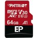 microSDXC (UHS-1 U3) Patriot EP Series 64Gb class 10 V30 (R-100MB/s, W-80MB/s) (adapter SD)