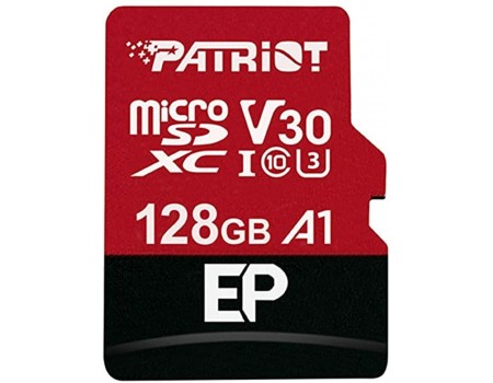 microSDXC (UHS-1 U3) Patriot EP Series 128Gb class 10 V30 (R-100MB/s, W-80MB/s) (adapter SD)