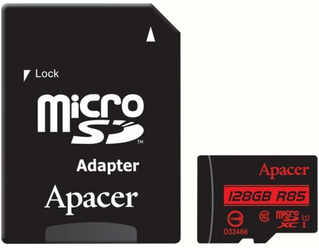 microSDXC (UHS-1) Apacer 128Gb class 10 R85MB/s (adapter SD)