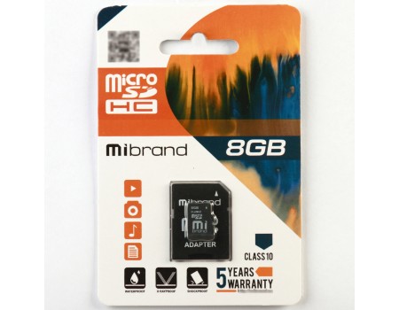 microSDHC Mibrand 8Gb class 10 (adapter SD)