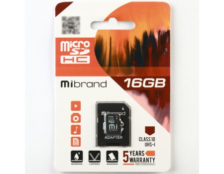 microSDHC (UHS-1) Mibrand 16Gb class 10 (adapter SD)