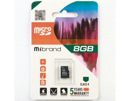 microSDHC Mibrand 8Gb class 4