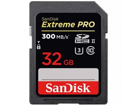 SDXC (UHS-II U3) SanDisk Extreme Pro 32Gb class 10 V90 (R300MB/s, W260MB/s)