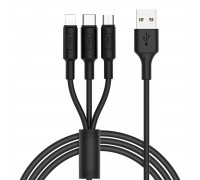 Кабель HOCO X25 USB to iP+Type-C+Micro 2A, 1m, PVC, PVC connectors, Black