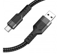 Кабель HOCO U110 USB to Type-C 2.4A, 1.2m, nylon, aluminum connectors, Black