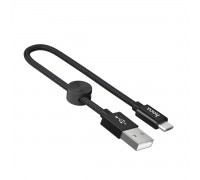 Кабель HOCO X35 USB to Micro 2.4A, 0.25m, nylon, алюминиевые подключения, Black